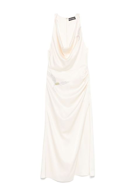 Abito con cristalli e spacco in bianco David koma - donna DAVID KOMA | SS25DK37DOFFWHTSLVR